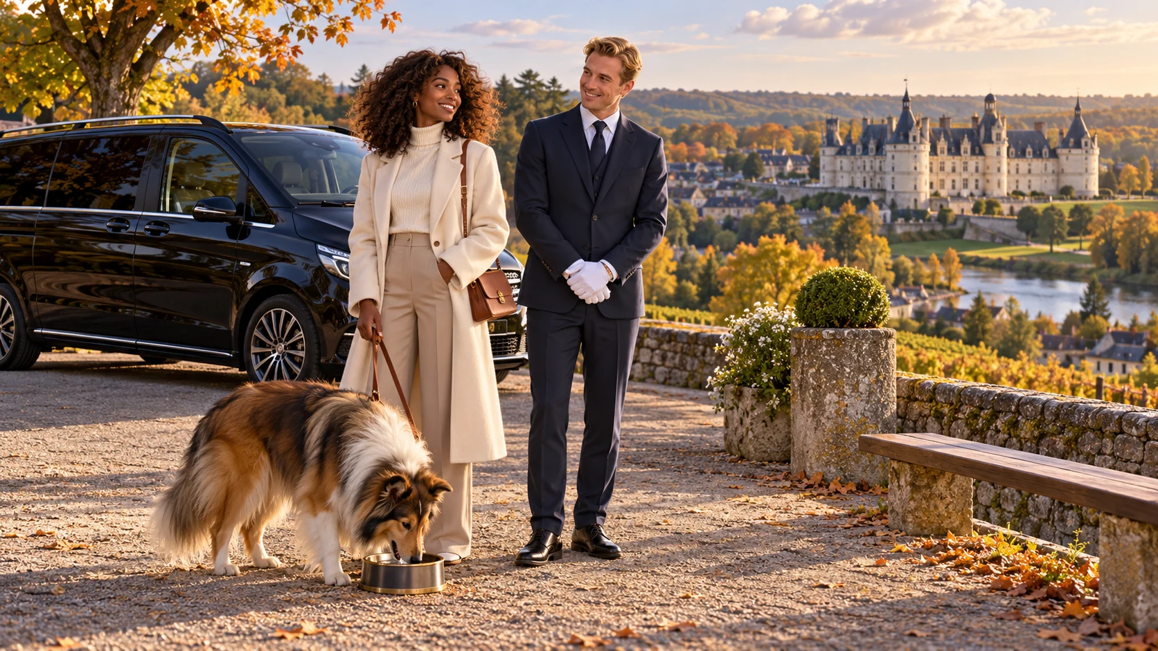 Taxi animalier longue distance : pause avec un chien et ses accompagnants