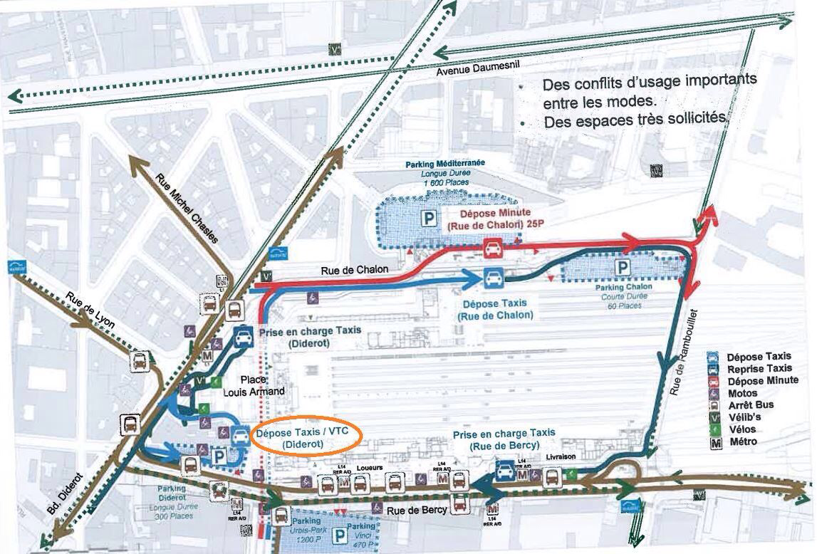 le plan d'accès à la gare de Lyon pour les VTC