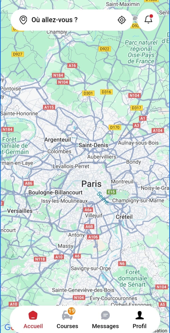 Application Odyscab — réserver son VTC depuis un smartphone Application VTC Odyscab : carte et recherche de destination sur un téléphone